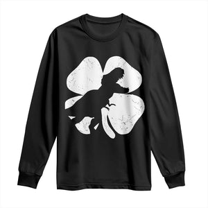 Dinosaur St Patricks Day Shamrock Long Sleeve Shirt Silhouette Boys Toddler Kids TS10 Black Print Your Wear
