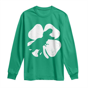 Dinosaur St Patricks Day Shamrock Long Sleeve Shirt Silhouette Boys Toddler Kids TS10 Irish Green Print Your Wear