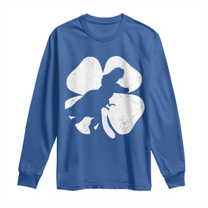 Dinosaur St Patricks Day Shamrock Long Sleeve Shirt Silhouette Boys Toddler Kids TS10 Royal Blue Print Your Wear