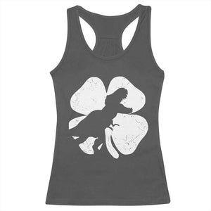 Dinosaur St Patricks Day Shamrock Racerback Tank Top Silhouette Boys Toddler Kids TS10 Dark Heather Print Your Wear