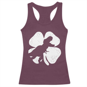 Dinosaur St Patricks Day Shamrock Racerback Tank Top Silhouette Boys Toddler Kids TS10 Maroon Print Your Wear