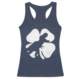 Dinosaur St Patricks Day Shamrock Racerback Tank Top Silhouette Boys Toddler Kids TS10 Navy Print Your Wear