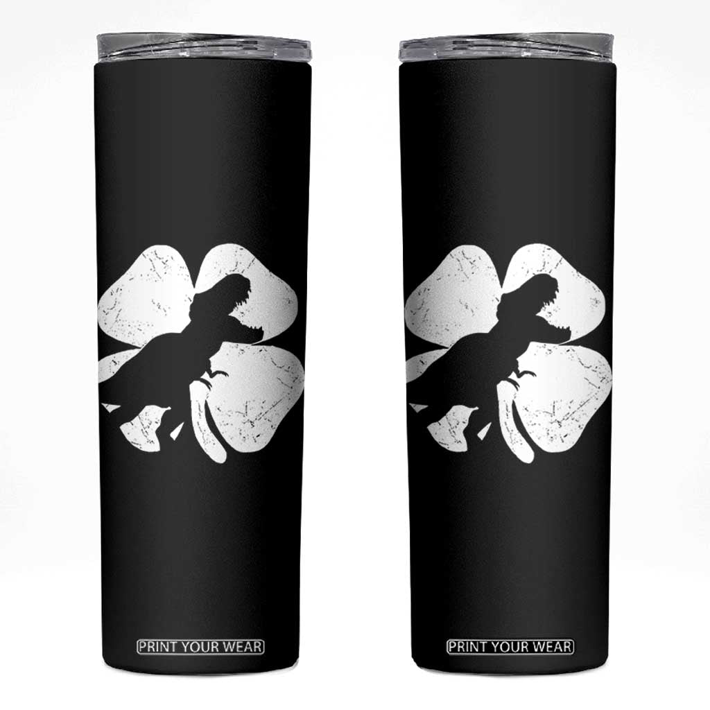 Dinosaur St Patricks Day Shamrock Skinny Tumbler Silhouette Boys Toddler Kids TS10 Black Print Your Wear