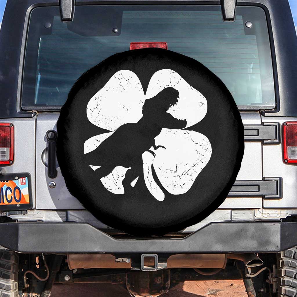 Dinosaur St Patricks Day Shamrock Spare Tire Cover Silhouette Boys Toddler Kids TS10 No hole Black Print Your Wear