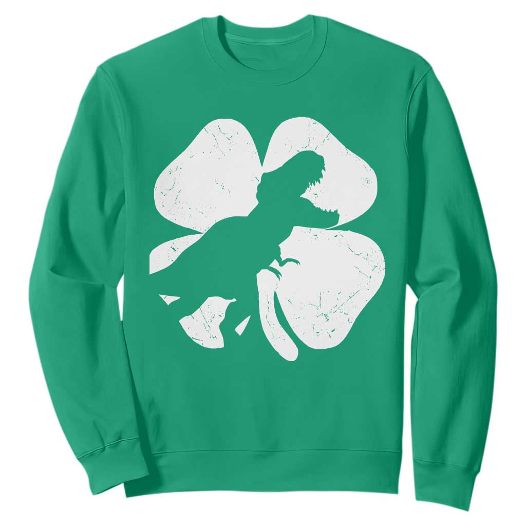 Dinosaur St Patricks Day Shamrock Sweatshirt Silhouette Boys Toddler Kids TS10 Irish Green Print Your Wear