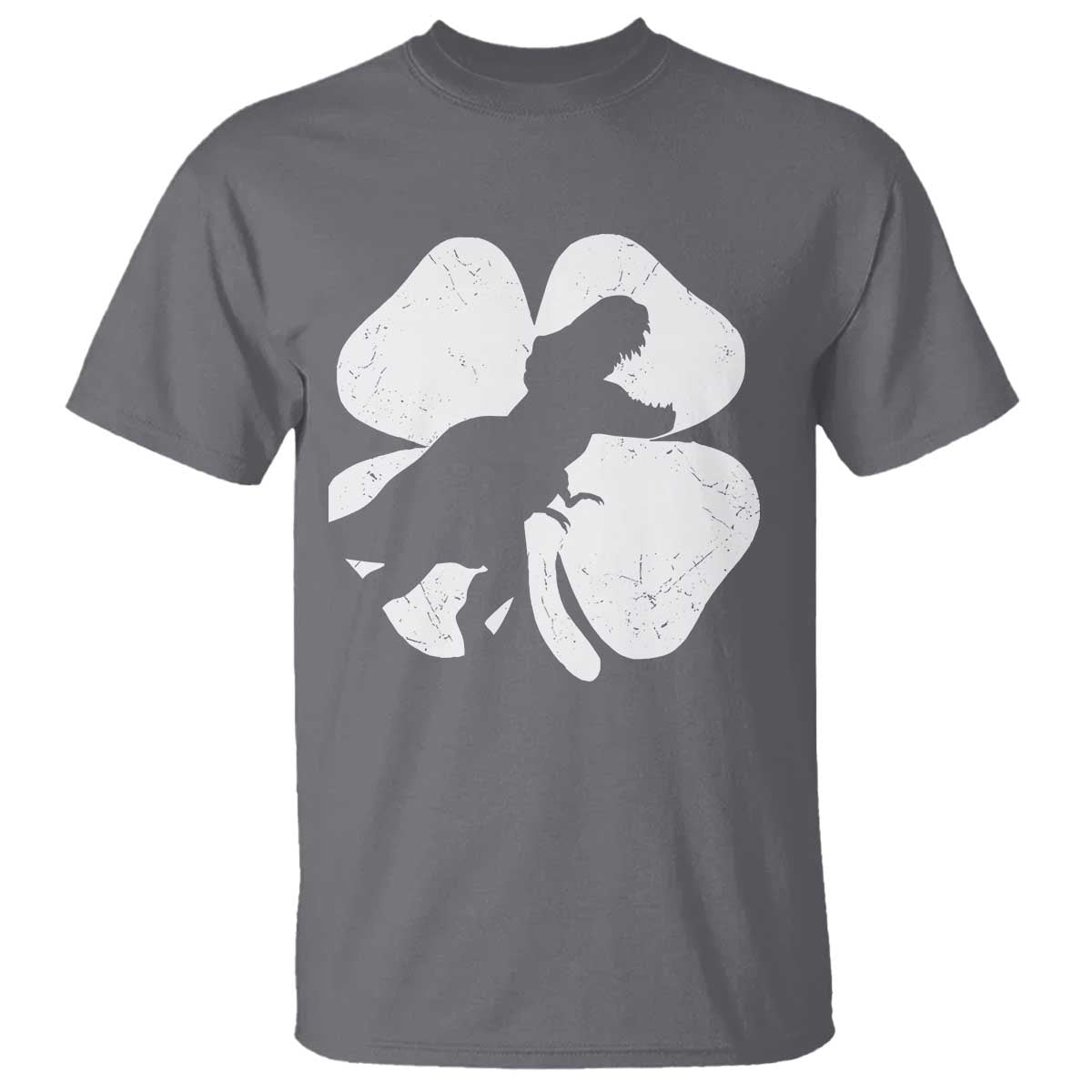 Dinosaur St Patricks Day Shamrock T Shirt Silhouette Boys Toddler Kids TS10 Charcoal Print Your Wear