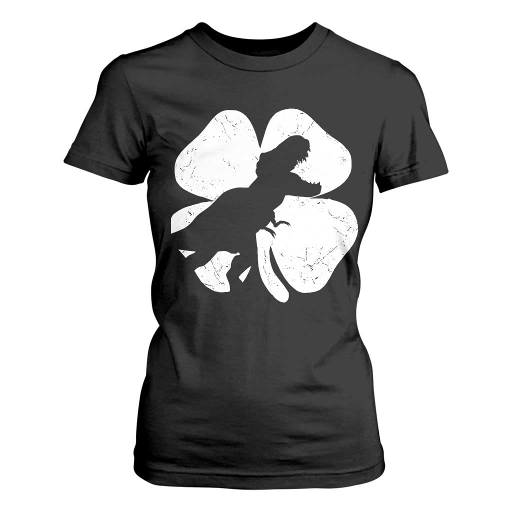 Dinosaur St Patricks Day Shamrock T Shirt For Women Silhouette Boys Toddler Kids TS10 Black Print Your Wear