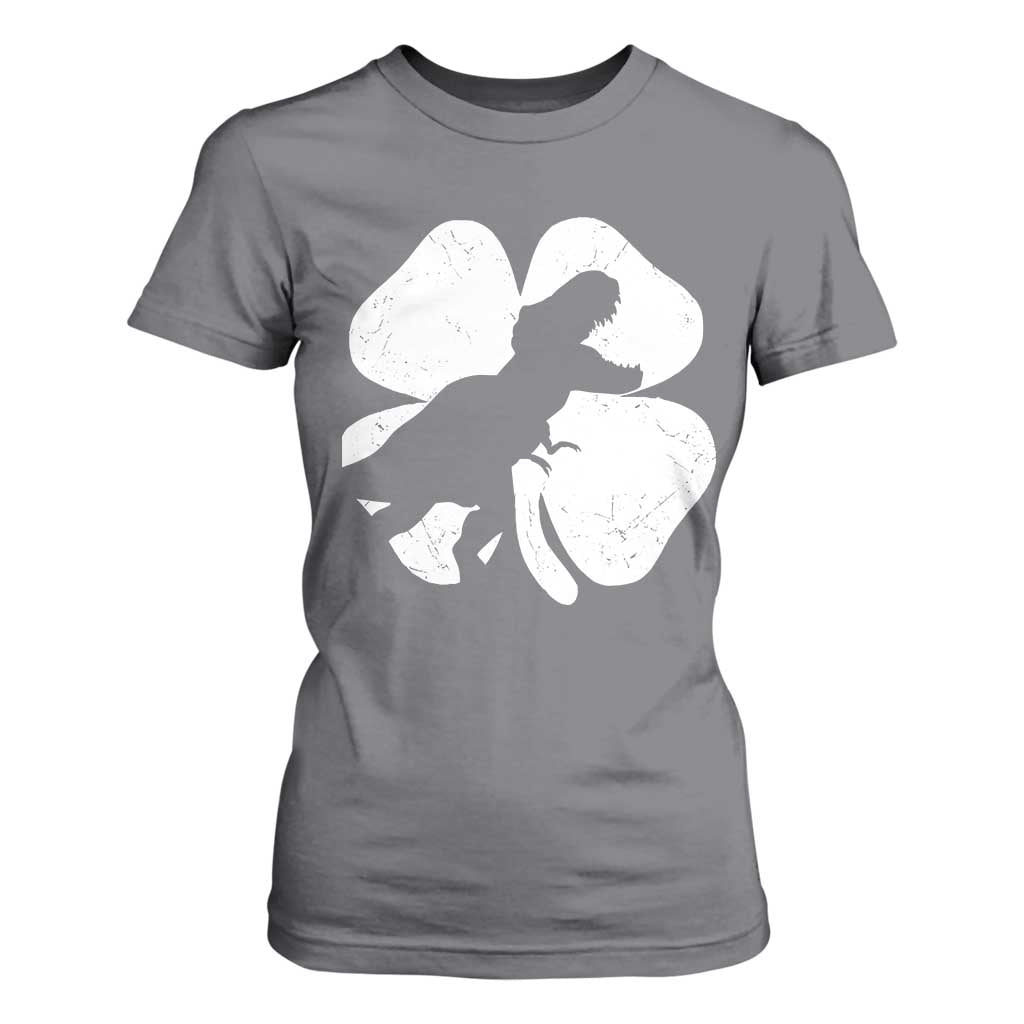 Dinosaur St Patricks Day Shamrock T Shirt For Women Silhouette Boys Toddler Kids TS10 Charcoal Print Your Wear