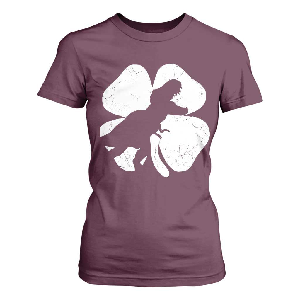 Dinosaur St Patricks Day Shamrock T Shirt For Women Silhouette Boys Toddler Kids TS10 Maroon Print Your Wear