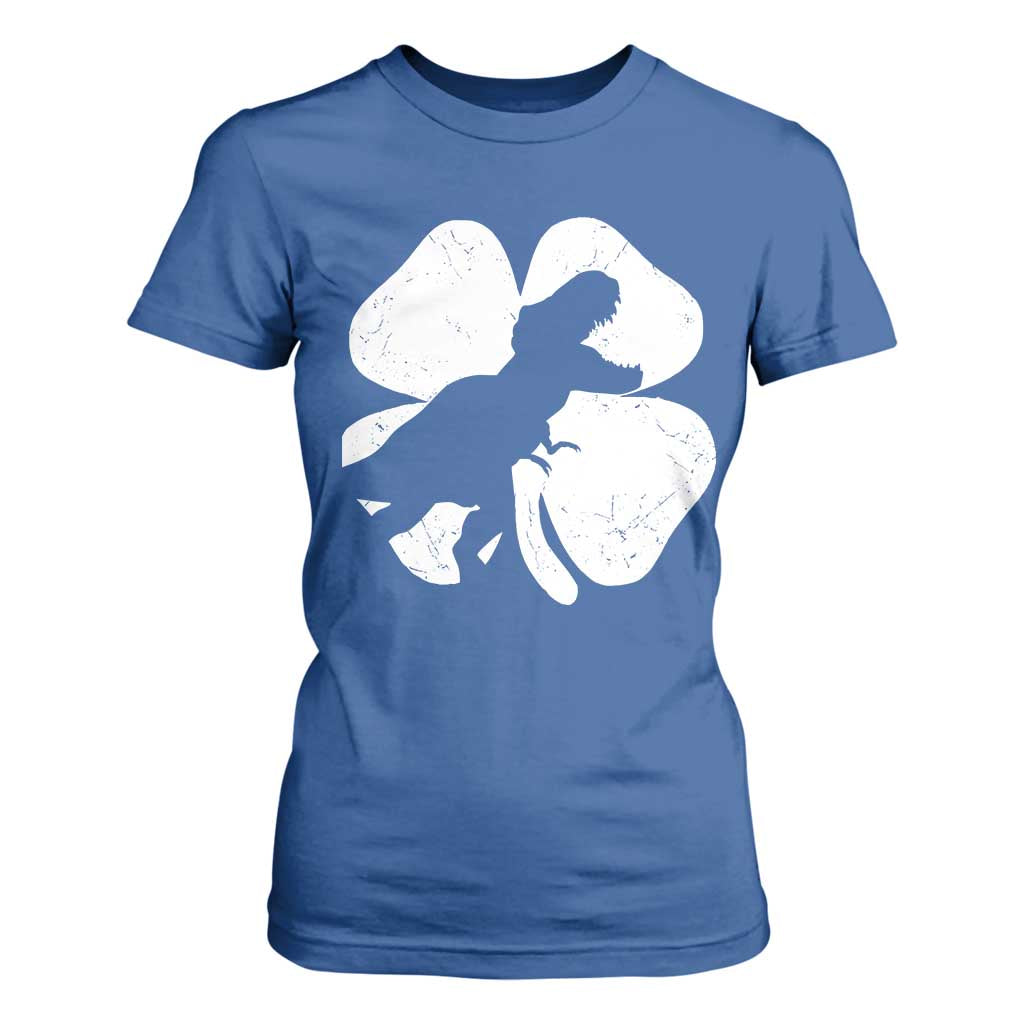 Dinosaur St Patricks Day Shamrock T Shirt For Women Silhouette Boys Toddler Kids TS10 Royal Blue Print Your Wear