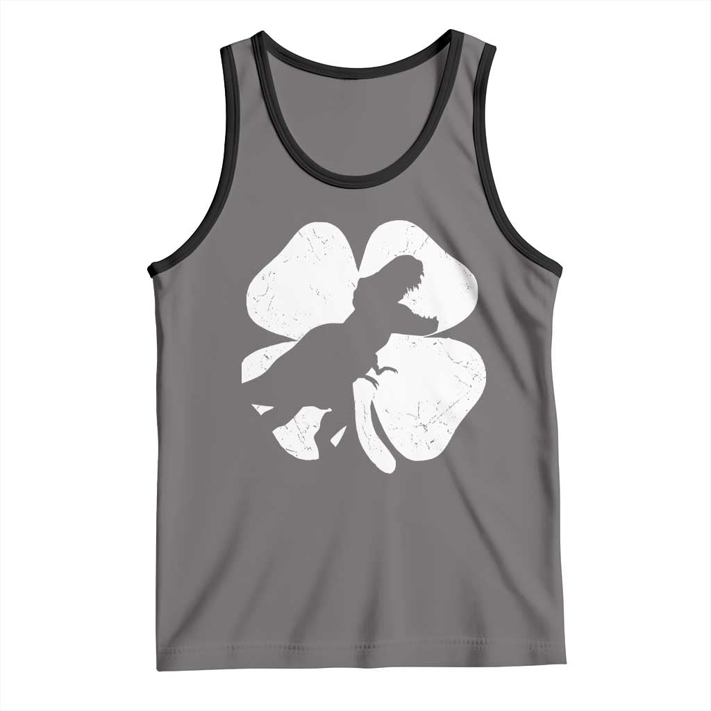 Dinosaur St Patricks Day Shamrock Tank Top Silhouette Boys Toddler Kids TS10 Deep Heather Black Print Your Wear