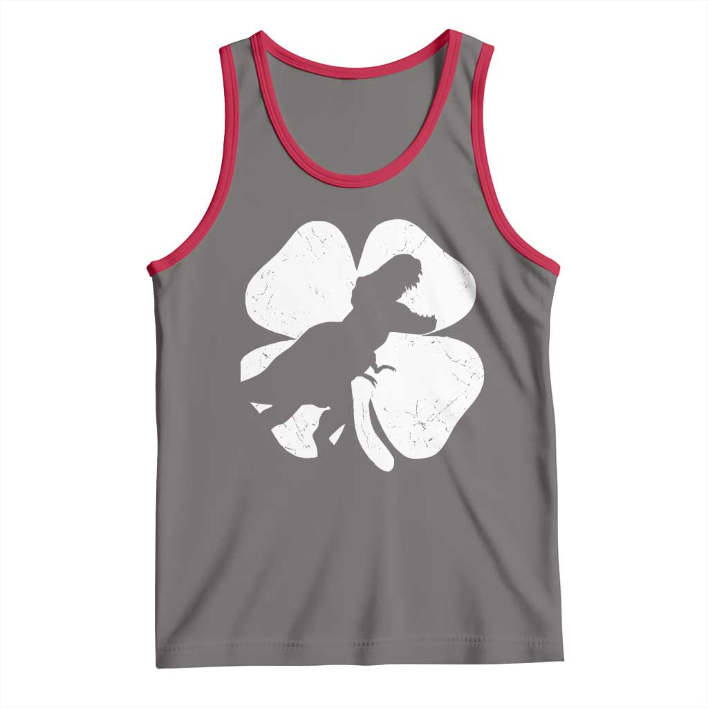 Dinosaur St Patricks Day Shamrock Tank Top Silhouette Boys Toddler Kids TS10 Deep Heather Red Print Your Wear