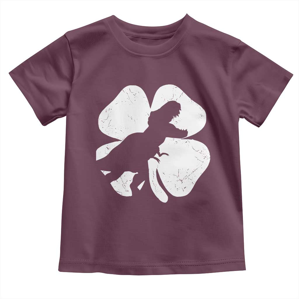 Dinosaur St Patricks Day Shamrock Toddler T Shirt Silhouette Boys Toddler Kids TS10 Maroon Print Your Wear