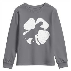 Dinosaur St Patricks Day Shamrock Youth Sweatshirt Silhouette Boys Toddler Kids TS10 Charcoal Print Your Wear