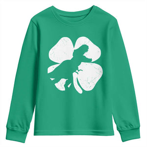Dinosaur St Patricks Day Shamrock Youth Sweatshirt Silhouette Boys Toddler Kids TS10 Irish Green Print Your Wear