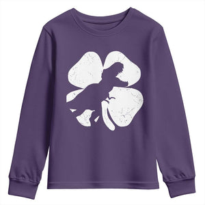 Dinosaur St Patricks Day Shamrock Youth Sweatshirt Silhouette Boys Toddler Kids TS10 Purple Print Your Wear