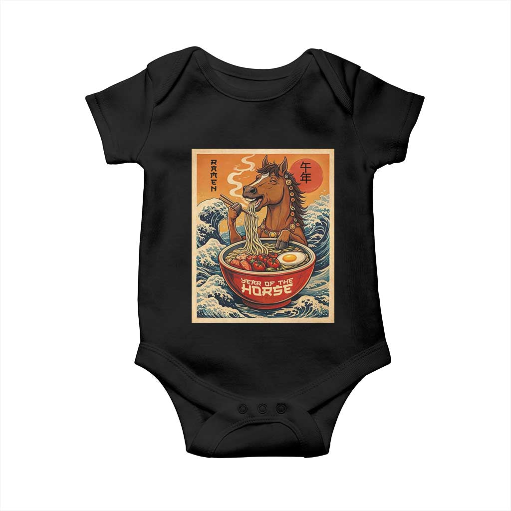 Zodiac Lunar New Year Of The Horse 2026 Baby Onesie Ramen Lovers TS10 Black Print Your Wear