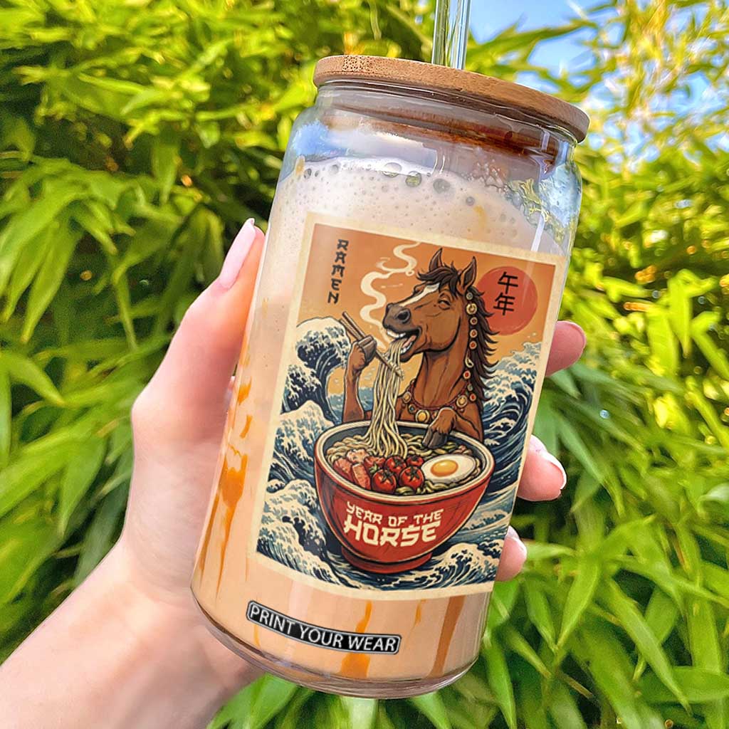 Zodiac Lunar New Year Of The Horse 2026 Glass Can Ramen Lovers TS10 Black Print Your Wear