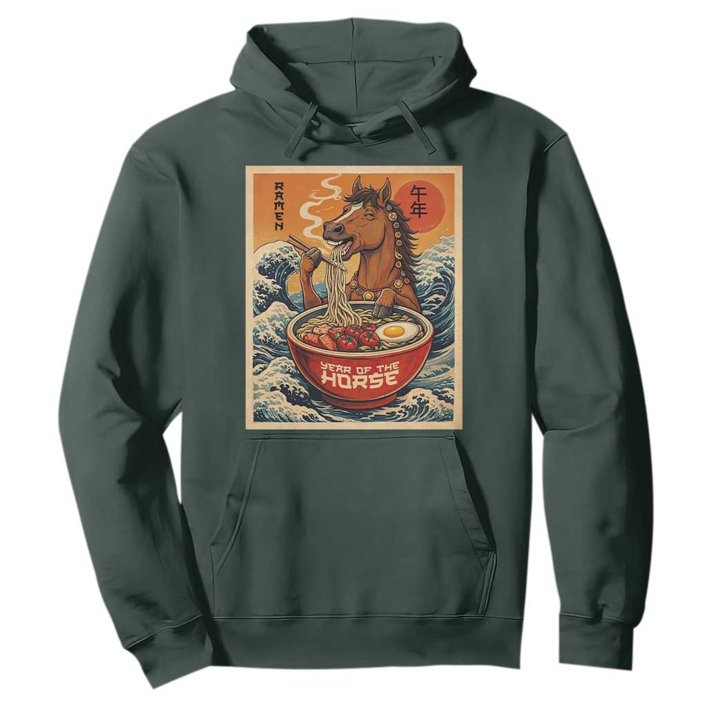 Zodiac Lunar New Year Of The Horse 2026 Hoodie Ramen Lovers TS10 Dark Forest Green Print Your Wear