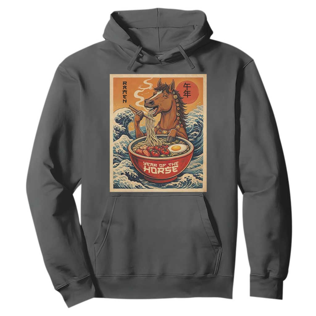 Zodiac Lunar New Year Of The Horse 2026 Hoodie Ramen Lovers TS10 Dark Heather Print Your Wear