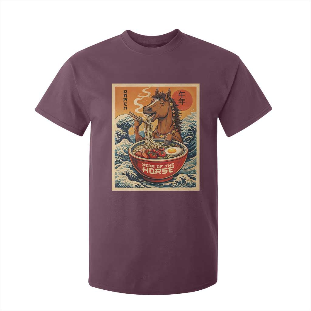 Zodiac Lunar New Year Of The Horse 2026 T Shirt For Kid Ramen Lovers TS10 Maroon Print Your Wear