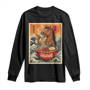 Zodiac Lunar New Year Of The Horse 2026 Long Sleeve Shirt Ramen Lovers TS10 Black Print Your Wear