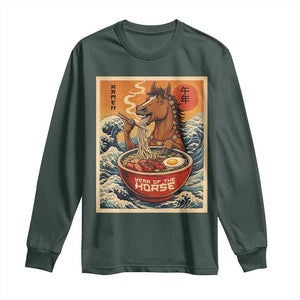 Zodiac Lunar New Year Of The Horse 2026 Long Sleeve Shirt Ramen Lovers TS10 Dark Forest Green Print Your Wear