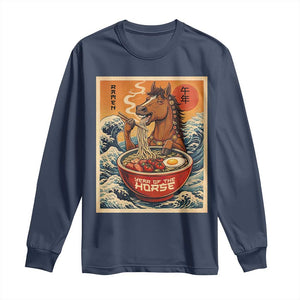 Zodiac Lunar New Year Of The Horse 2026 Long Sleeve Shirt Ramen Lovers TS10 Navy Print Your Wear