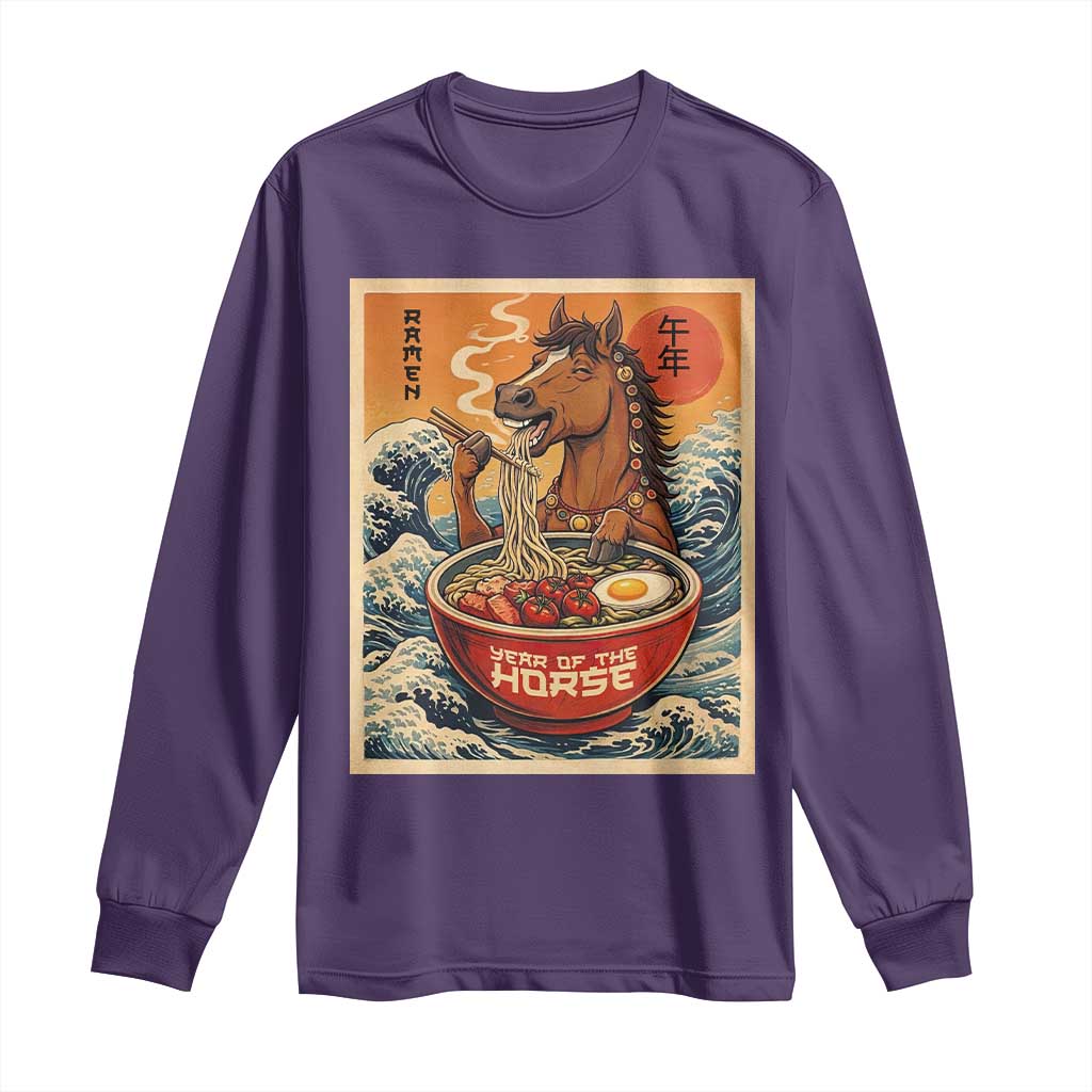 Zodiac Lunar New Year Of The Horse 2026 Long Sleeve Shirt Ramen Lovers TS10 Purple Print Your Wear
