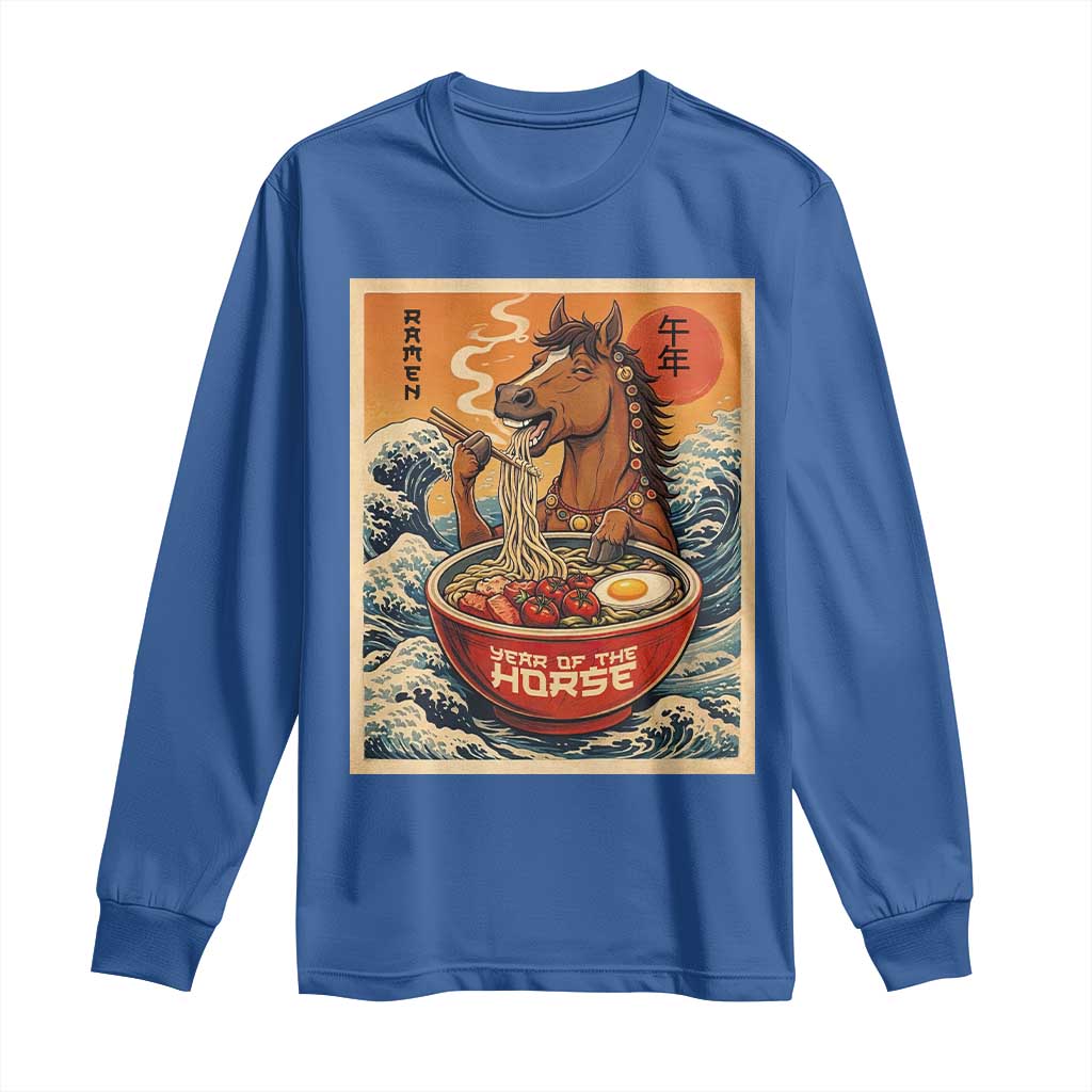Zodiac Lunar New Year Of The Horse 2026 Long Sleeve Shirt Ramen Lovers TS10 Royal Blue Print Your Wear