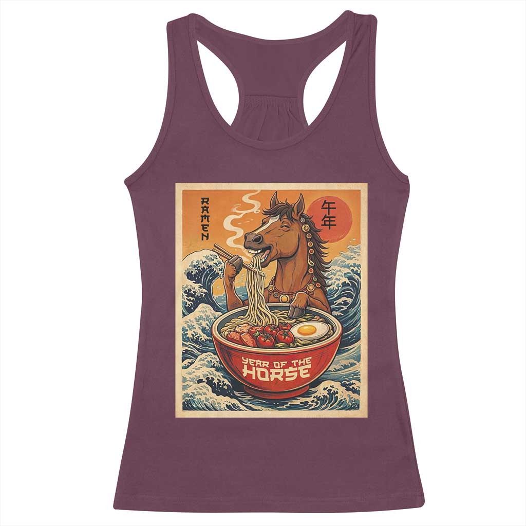 Zodiac Lunar New Year Of The Horse 2026 Racerback Tank Top Ramen Lovers TS10 Maroon Print Your Wear