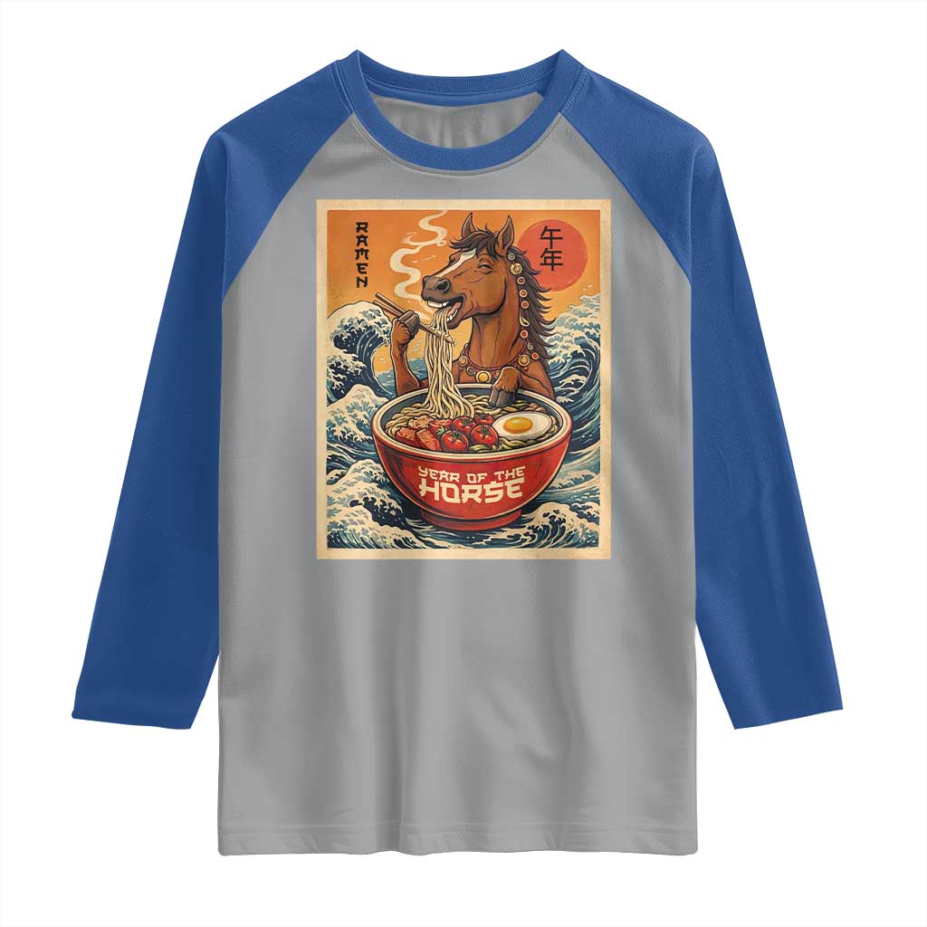 Zodiac Lunar New Year Of The Horse 2026 Raglan Shirt Ramen Lovers TS10 Sport Gray Royal Print Your Wear