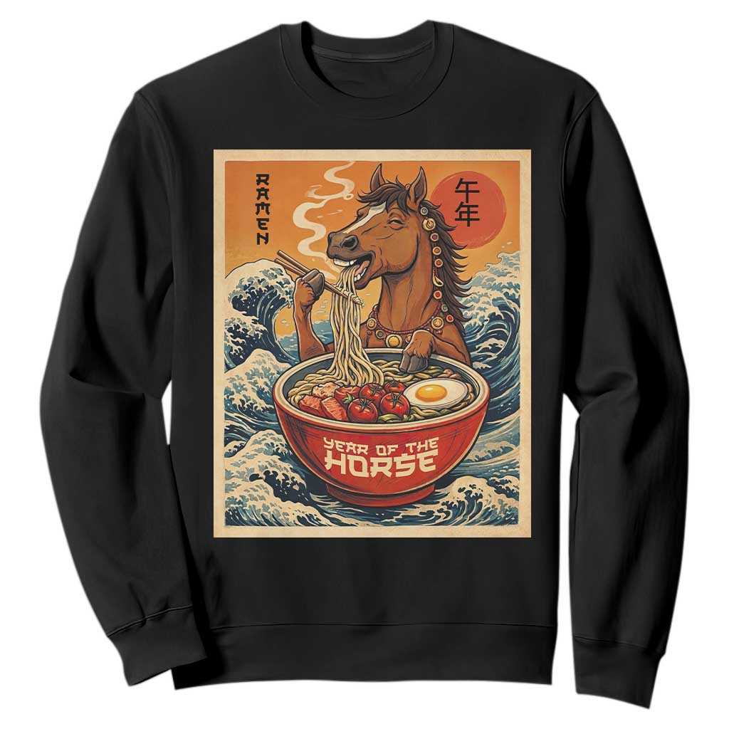 Zodiac Lunar New Year Of The Horse 2026 Sweatshirt Ramen Lovers TS10 Black Print Your Wear