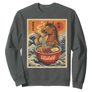 Zodiac Lunar New Year Of The Horse 2026 Sweatshirt Ramen Lovers TS10 Dark Heather Print Your Wear