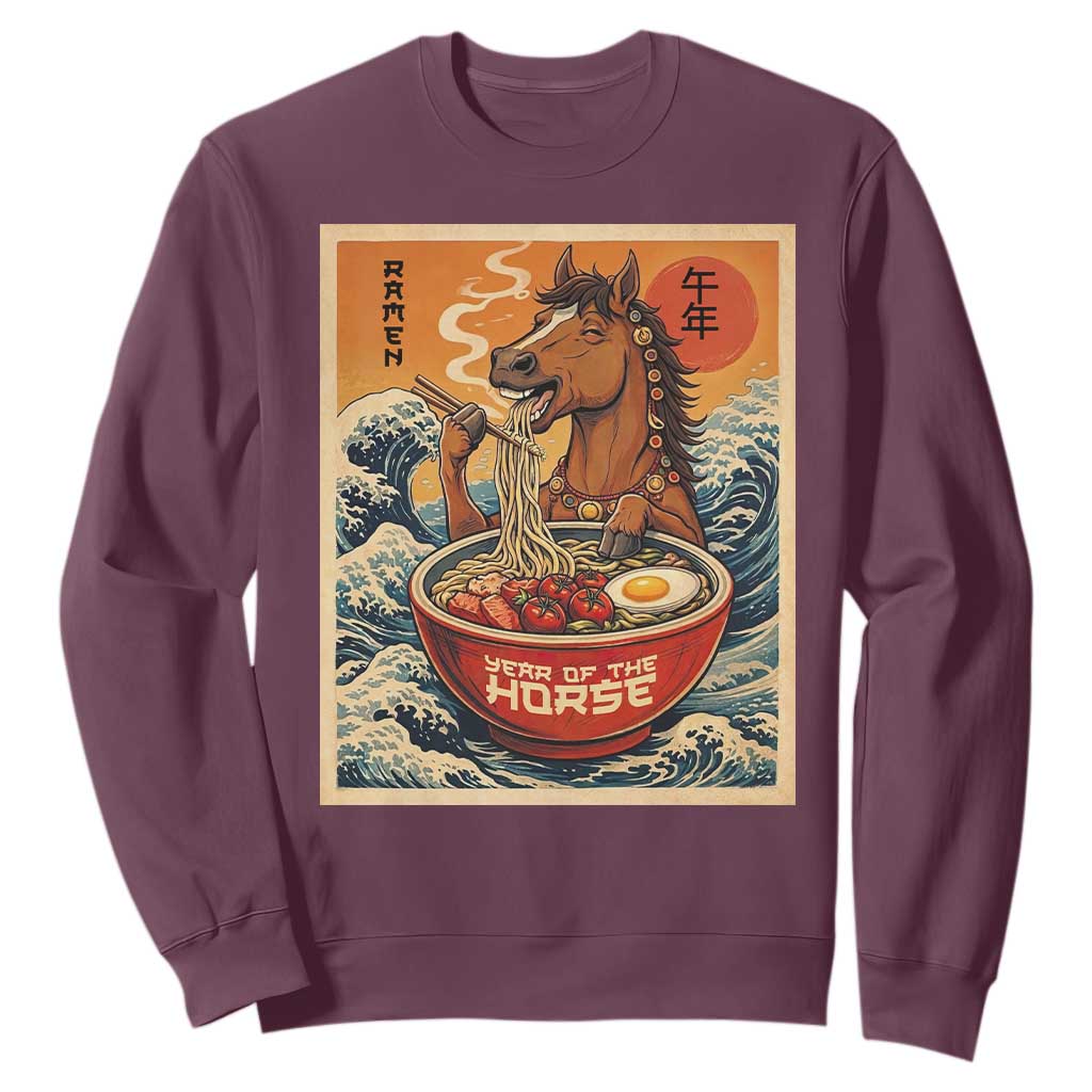Zodiac Lunar New Year Of The Horse 2026 Sweatshirt Ramen Lovers TS10 Maroon Print Your Wear