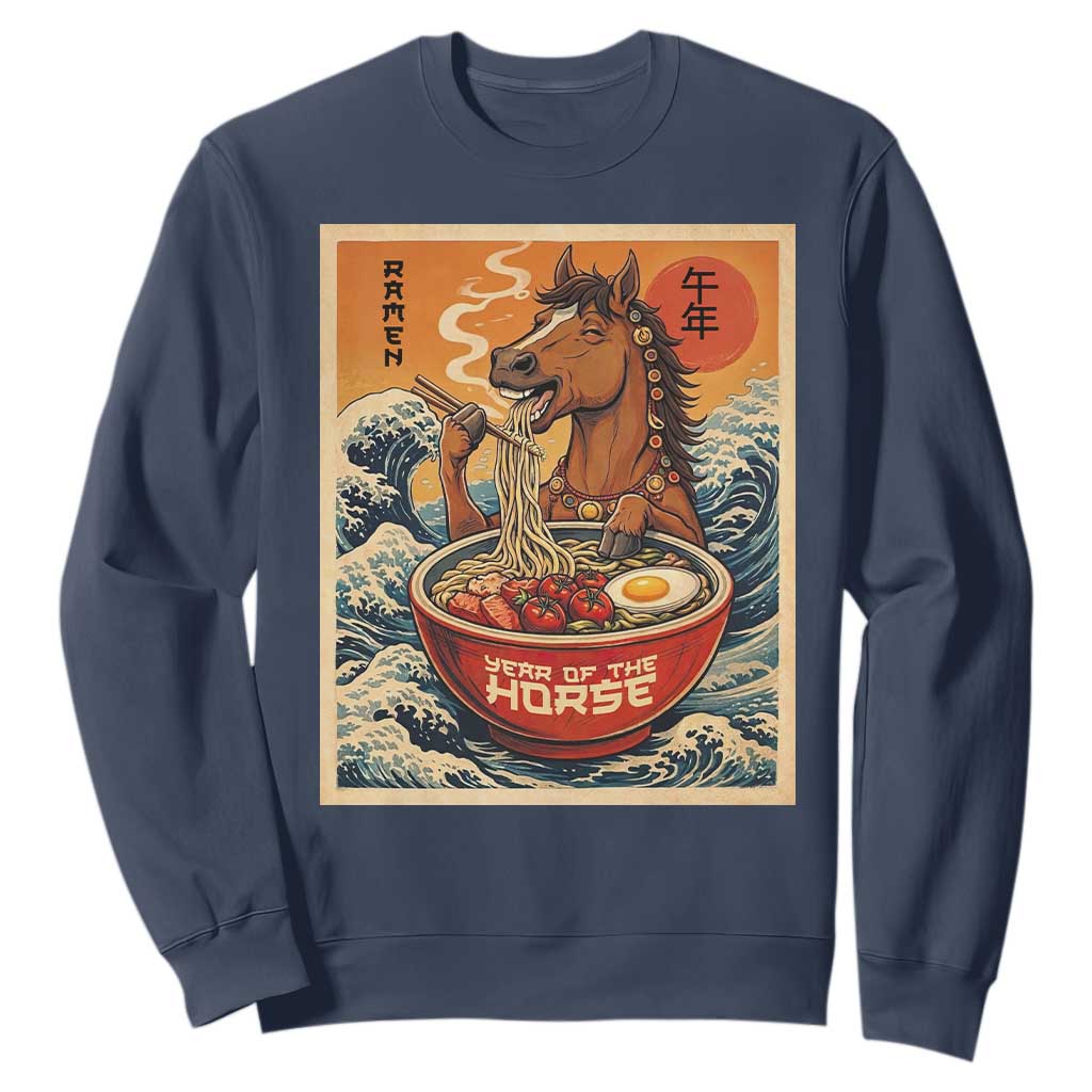 Zodiac Lunar New Year Of The Horse 2026 Sweatshirt Ramen Lovers TS10 Navy Print Your Wear
