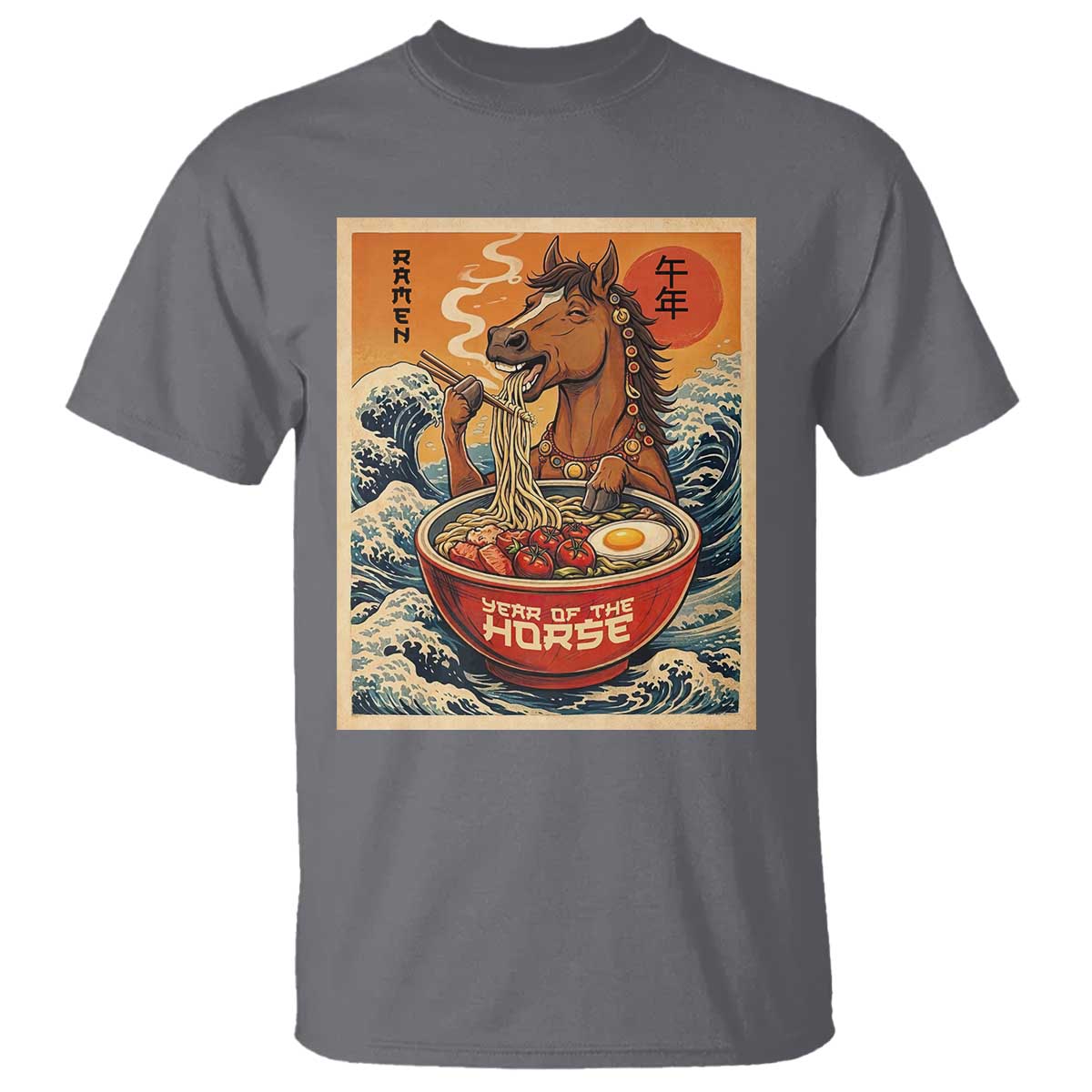 Zodiac Lunar New Year Of The Horse 2026 T Shirt Ramen Lovers TS10 Charcoal Print Your Wear