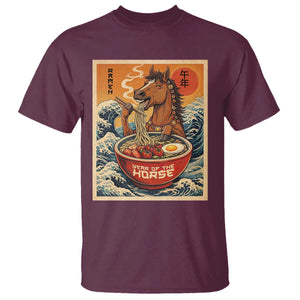Zodiac Lunar New Year Of The Horse 2026 T Shirt Ramen Lovers TS10 Maroon Print Your Wear