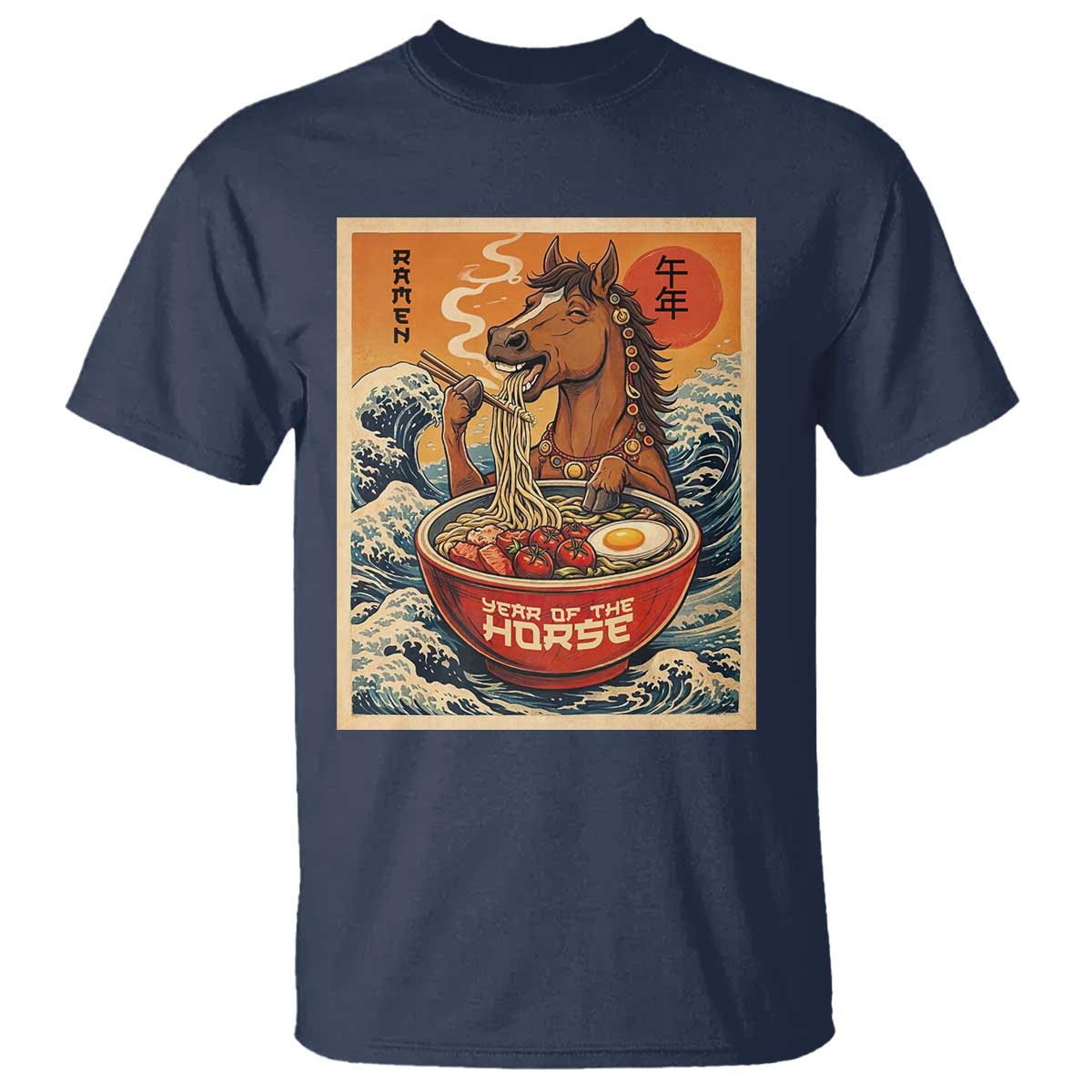 Zodiac Lunar New Year Of The Horse 2026 T Shirt Ramen Lovers TS10 Navy Print Your Wear