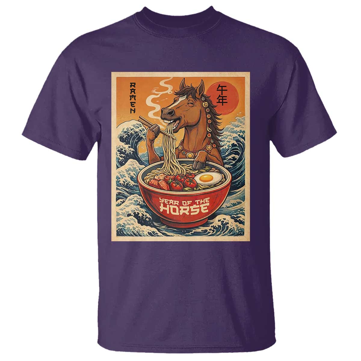Zodiac Lunar New Year Of The Horse 2026 T Shirt Ramen Lovers TS10 Purple Print Your Wear