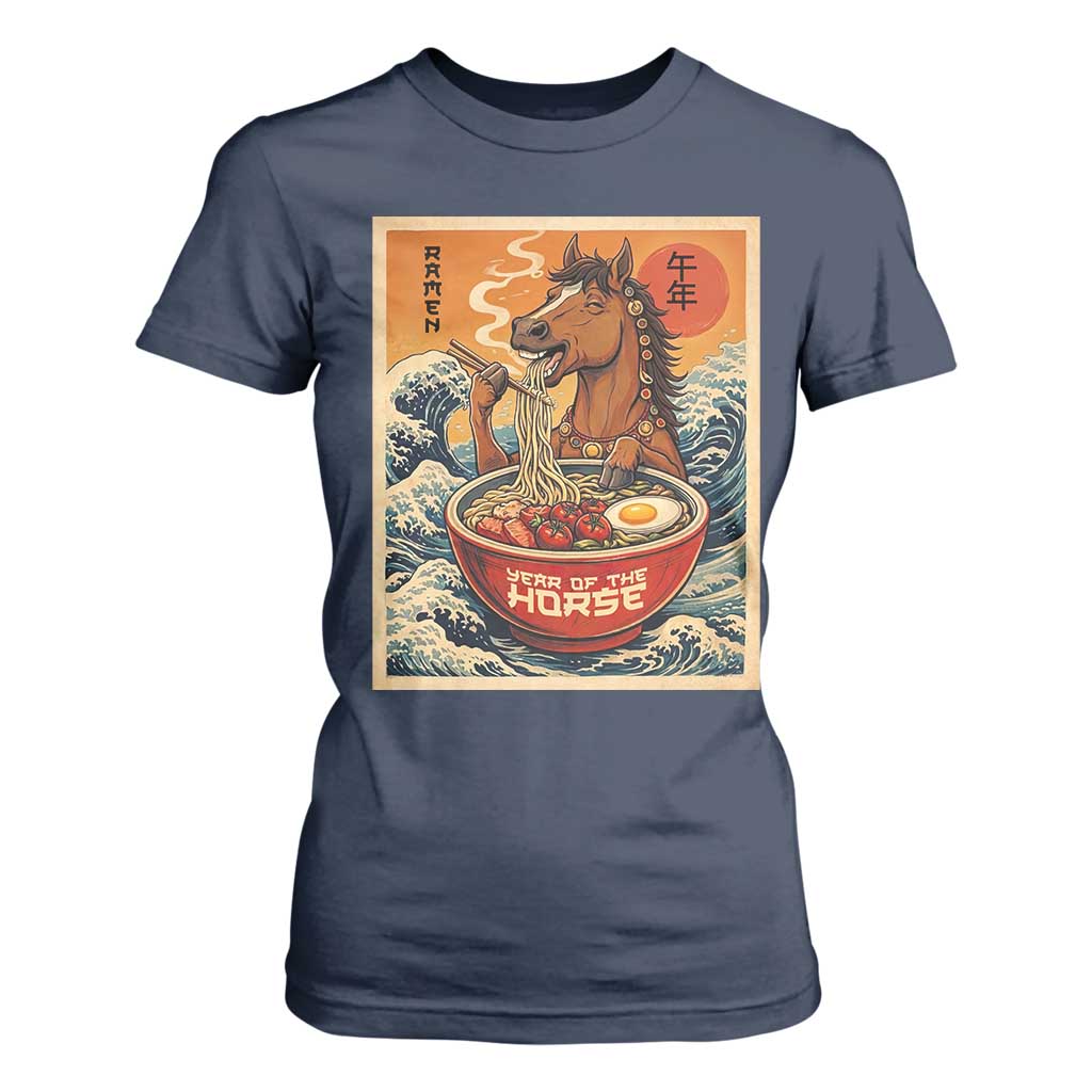Zodiac Lunar New Year Of The Horse 2026 T Shirt For Women Ramen Lovers TS10 Navy Print Your Wear