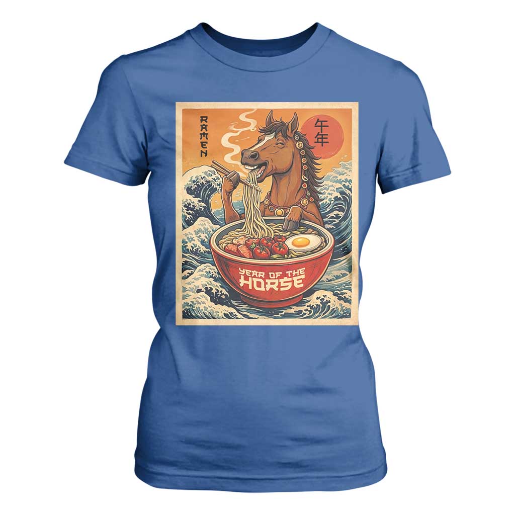 Zodiac Lunar New Year Of The Horse 2026 T Shirt For Women Ramen Lovers TS10 Royal Blue Print Your Wear