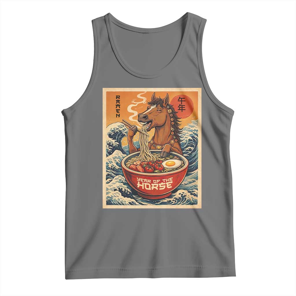 Zodiac Lunar New Year Of The Horse 2026 Tank Top Ramen Lovers TS10 Black Heather Print Your Wear