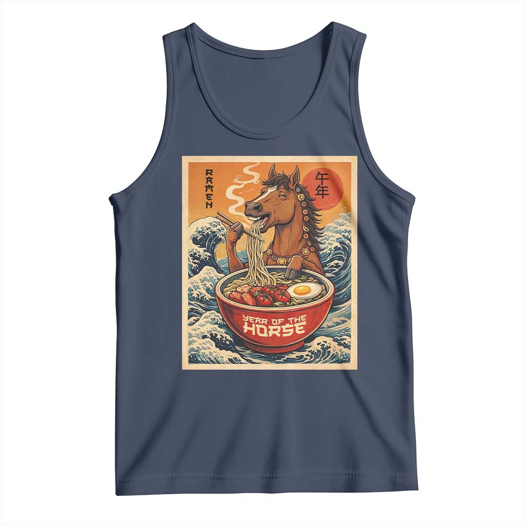 Zodiac Lunar New Year Of The Horse 2026 Tank Top Ramen Lovers TS10 Navy Print Your Wear