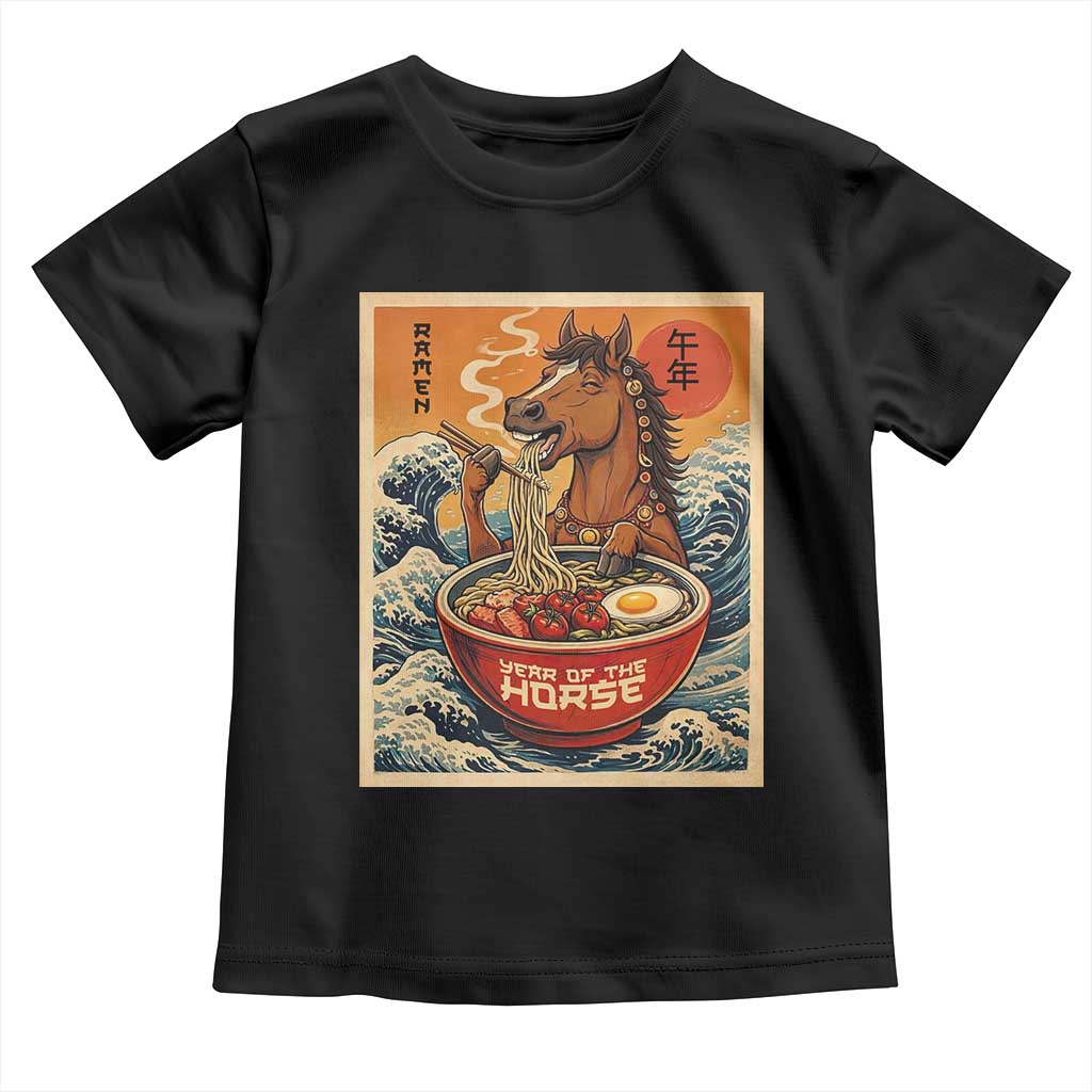 Zodiac Lunar New Year Of The Horse 2026 Toddler T Shirt Ramen Lovers TS10 Black Print Your Wear