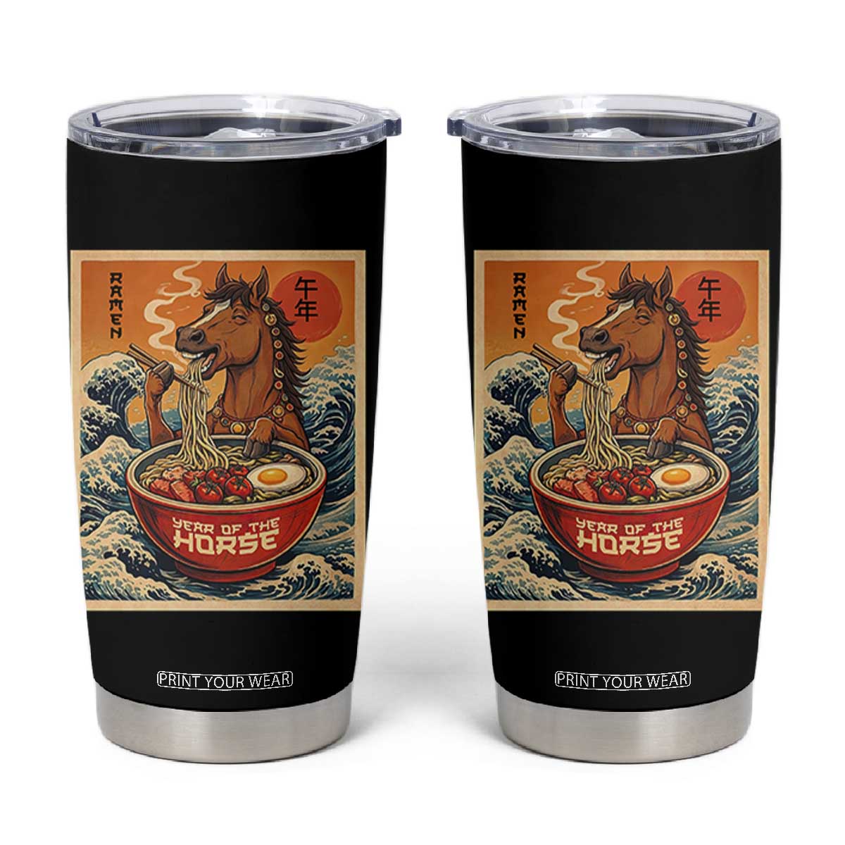 Zodiac Lunar New Year Of The Horse 2026 Tumbler Cup Ramen Lovers TS10 Black Print Your Wear