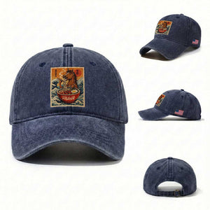 Zodiac Lunar New Year Of The Horse 2026 Washed Cotton Baseball Cap Ramen Lovers TS10 Washed Cap Universal Fit Navy Print Your Wear