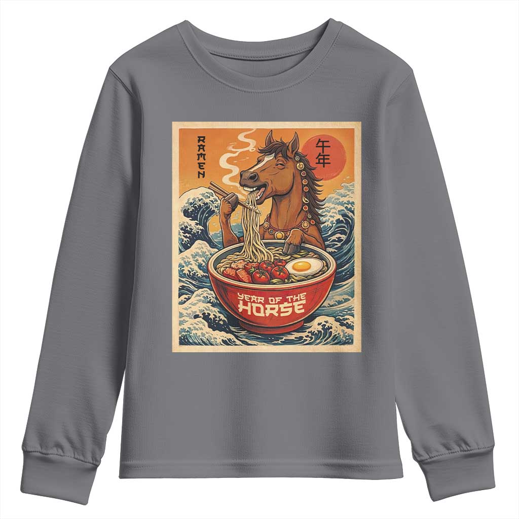 Zodiac Lunar New Year Of The Horse 2026 Youth Sweatshirt Ramen Lovers TS10 Charcoal Print Your Wear