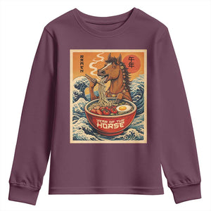 Zodiac Lunar New Year Of The Horse 2026 Youth Sweatshirt Ramen Lovers TS10 Maroon Print Your Wear