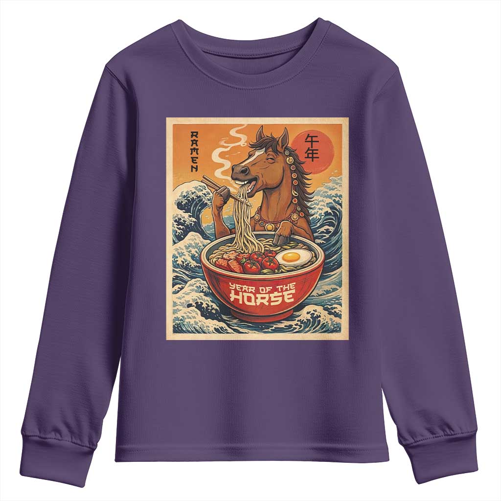 Zodiac Lunar New Year Of The Horse 2026 Youth Sweatshirt Ramen Lovers TS10 Purple Print Your Wear